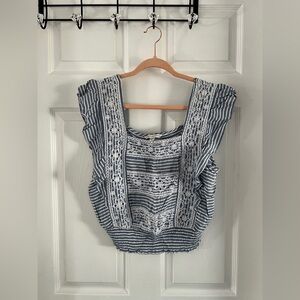 American Eagle Outfitters Blue and White Striped Tank Top